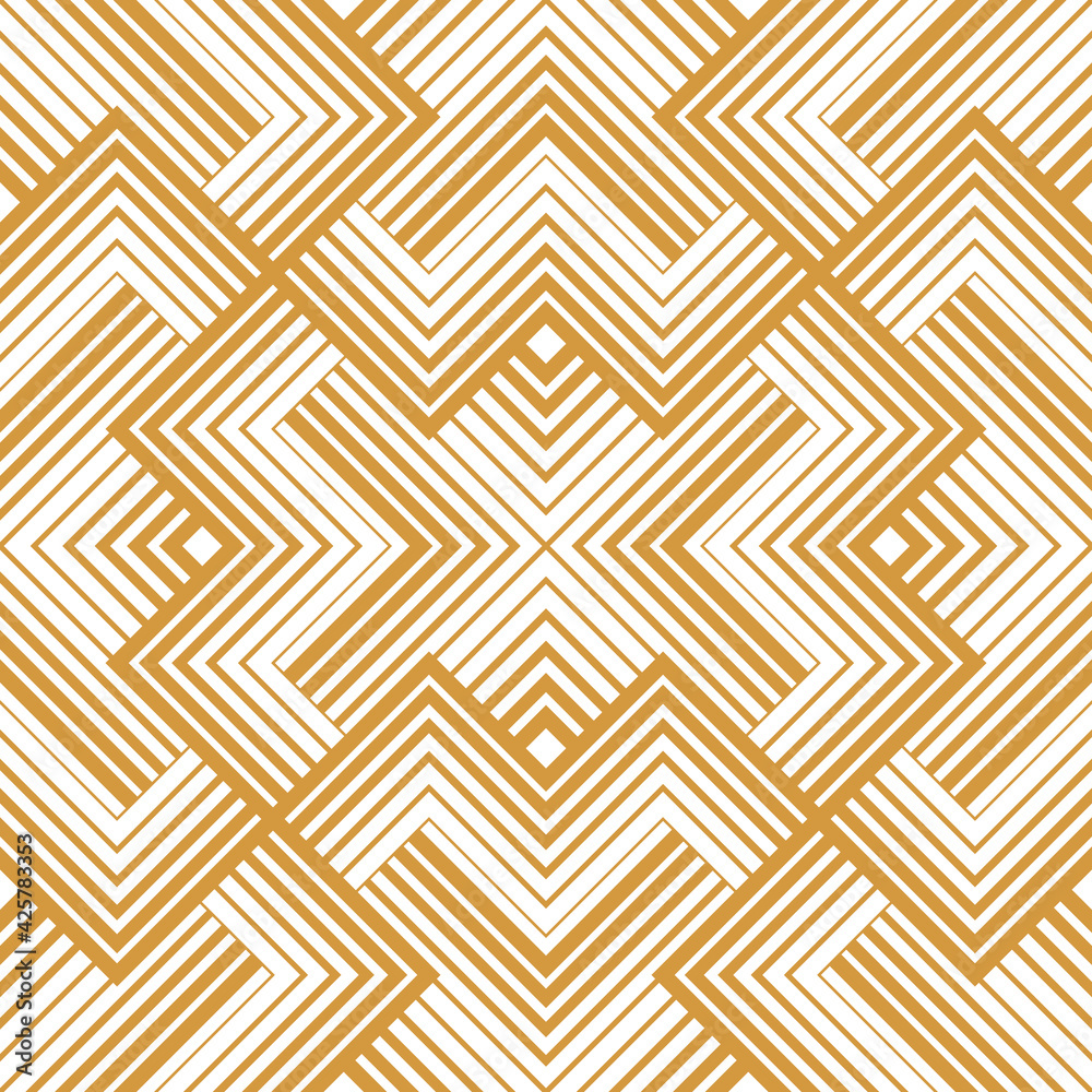 Abstract geometric pattern with stripes, lines. Seamless vector background. White and gold ornament. Simple lattice graphic design Abstract geometric pattern with stripes, lines. Seamless vector background. White and gold ornament. Simple lattice graphic design