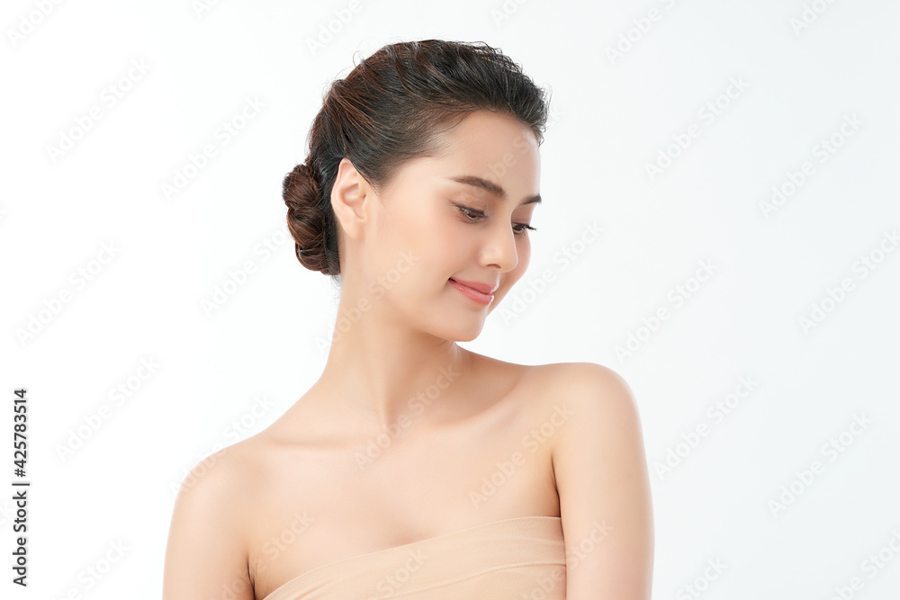Beautiful young asian woman with clean fresh skin on white background, Face care, Facial treatment, Cosmetology, beauty and spa, Asian women portrait Beautiful young asian woman with clean fresh skin on white background, Face care, Facial treatment, Cosmetology, beauty and spa, Asian women portrait