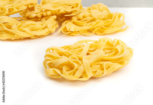 Homemade Egg Pasta Tagliatelle, Raw Nest Noodles