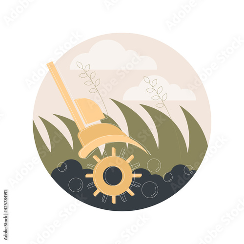 Lawn aeration abstract concept vector illustration. Restore lawn, overseeding service, absorb air and water, grass fertilization, aeration machine, garden maintenance, landscape abstract metaphor.