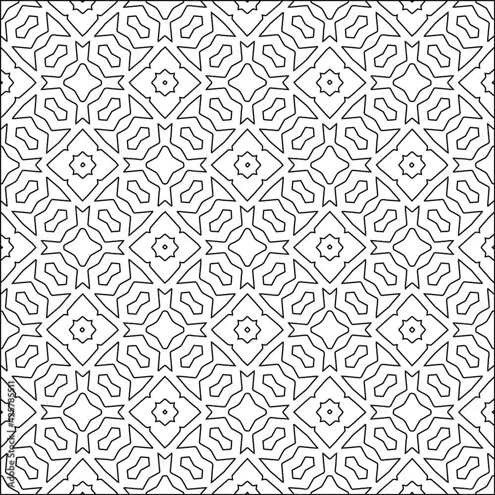 Geometric vector pattern with triangular elements. Seamless abstract ornament for wallpapers and backgrounds. Black and white colors. Geometric vector pattern with triangular elements. Seamless abstract ornament for wallpapers and backgrounds. Black and white colors.