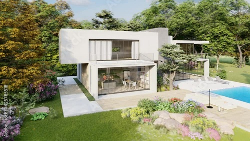 Contemporary original cubic home  with pool and garden N