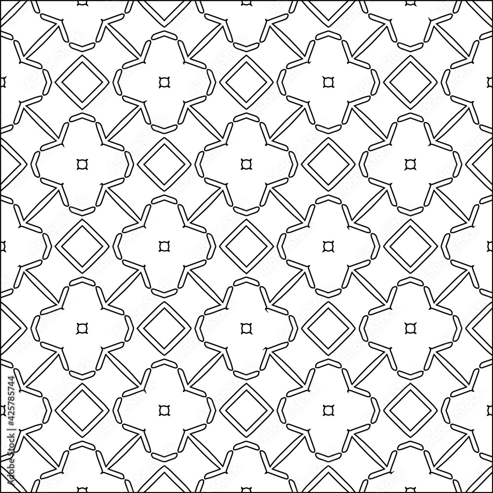 Geometric vector pattern with triangular elements. Seamless abstract ornament for wallpapers and backgrounds. Black and white colors. Geometric vector pattern with triangular elements. Seamless abstract ornament for wallpapers and backgrounds. Black and white colors.