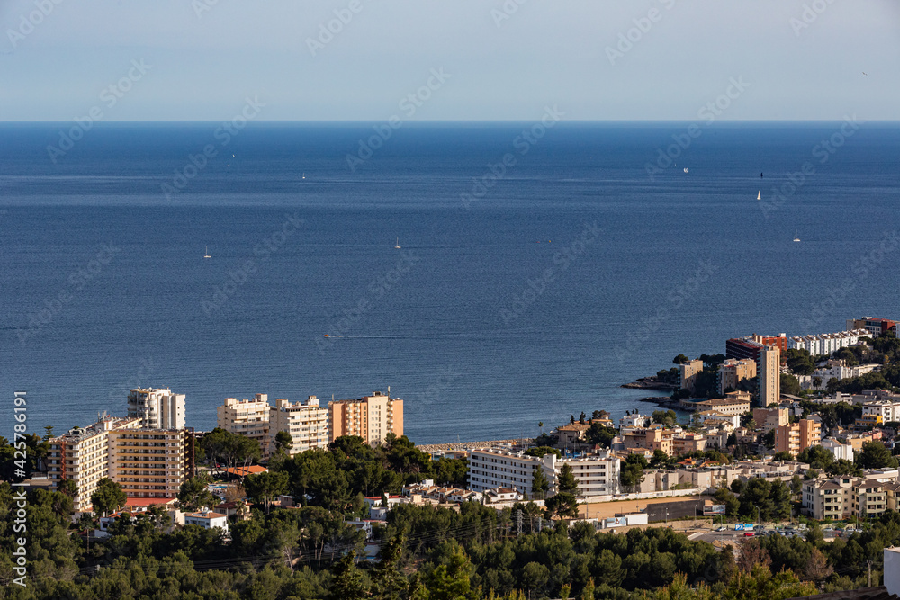 panoramic view of cala major, mallorca, spain