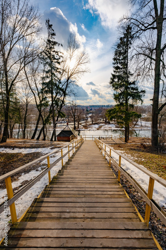 wooden bridge to the reservoir