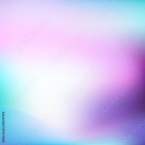 Abstract Blurred mint purple white background. Soft gradient backdrop as unicorn colors. Vector illustration for your graphic design, banner, poster