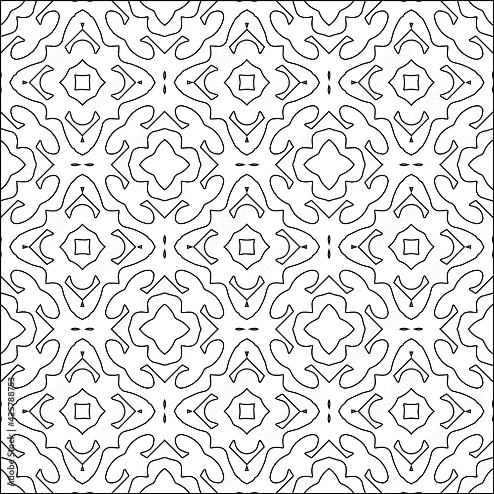 Geometric vector pattern with triangular elements. Seamless abstract ornament for wallpapers and backgrounds. Black and white colors. 