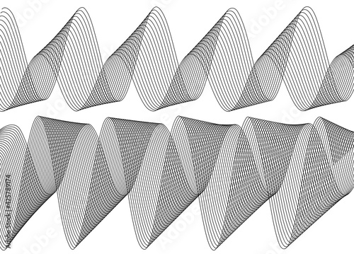 Design elements. Wave of many lines. Abstract vertical wavy stripes on white background isolated. Creative line art. Vector illustration EPS 10. Colourful waves with lines created using Blend Tool