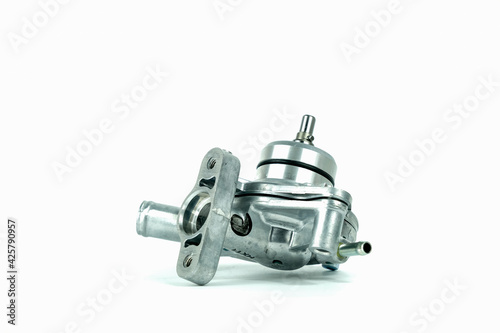 Motorcycle engine water pump on white background.