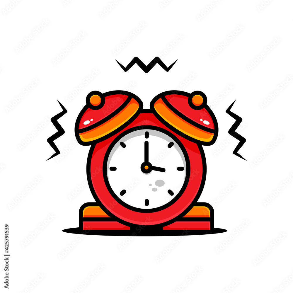 vector alarm clock illustration design. The alarm clock with an outline