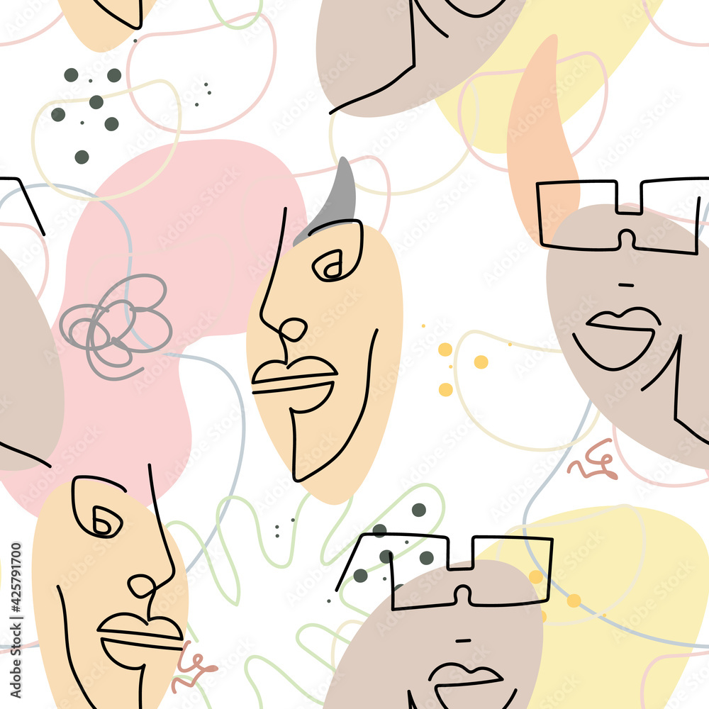 Face line pattern Abstract drawing seamless print Face line pattern Abstract drawing seamless print