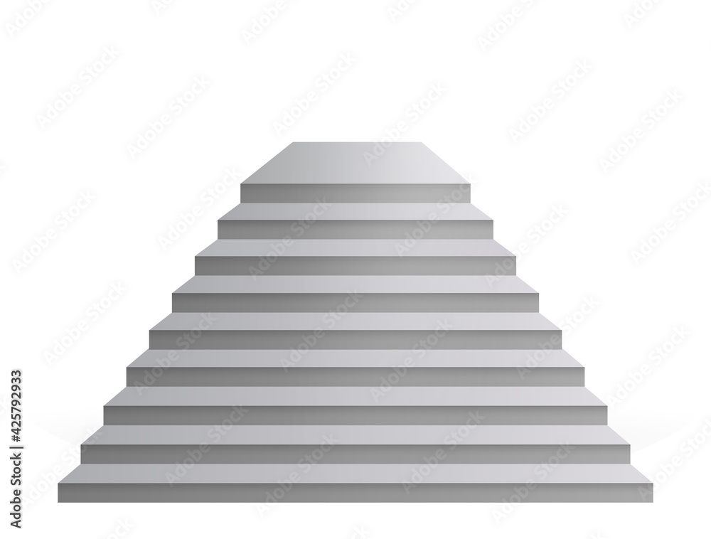 Design elements White stairs realistic illustration design with shadow on transparent background. 3D Stand on isolated clean blank table. Vector illustration EPS 10 for promotional presentation