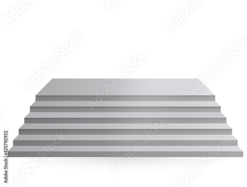 Design elements White stairs realistic illustration design with shadow on transparent background. 3D Stand on isolated clean blank table. Vector illustration EPS 10 for promotional presentation