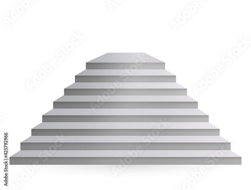 Design elements White stairs realistic illustration design with shadow on transparent background. 3D Stand on isolated clean blank table. Vector illustration EPS 10 for promotional presentation © Yuriy Bogdanov
