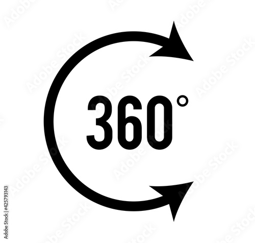 Angle 360 degrees sign icon. Geometry math symbol. Full rotation. Design elements. Curved many streak. Abstract Circular logo element on white background isolated. Vector illustration EPS 10