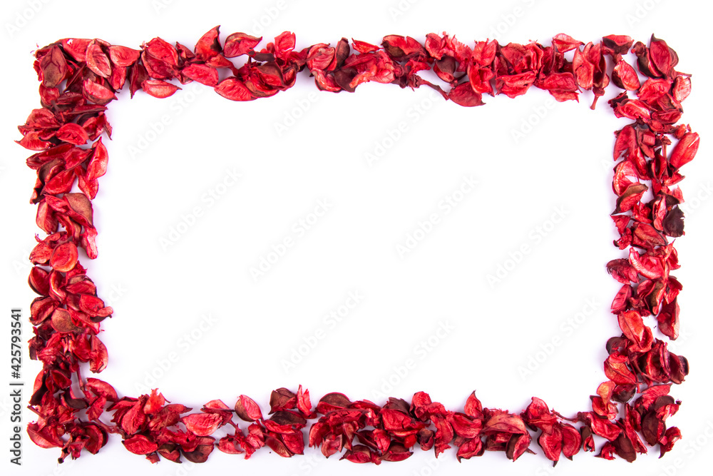 Red leaves frame on a white background Red leaves frame on a white background
