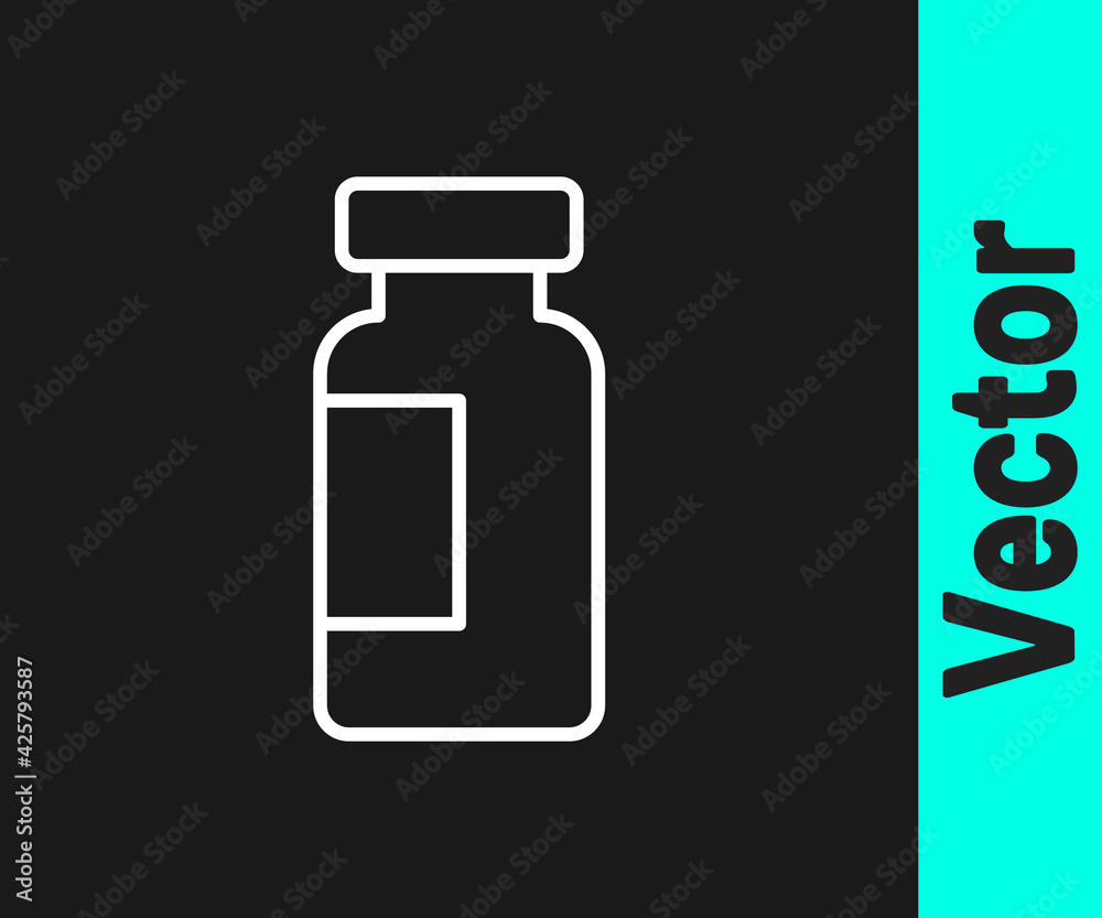 Obraz premium White line Test tube and flask chemical laboratory test icon isolated on black background. Laboratory glassware sign. Vector