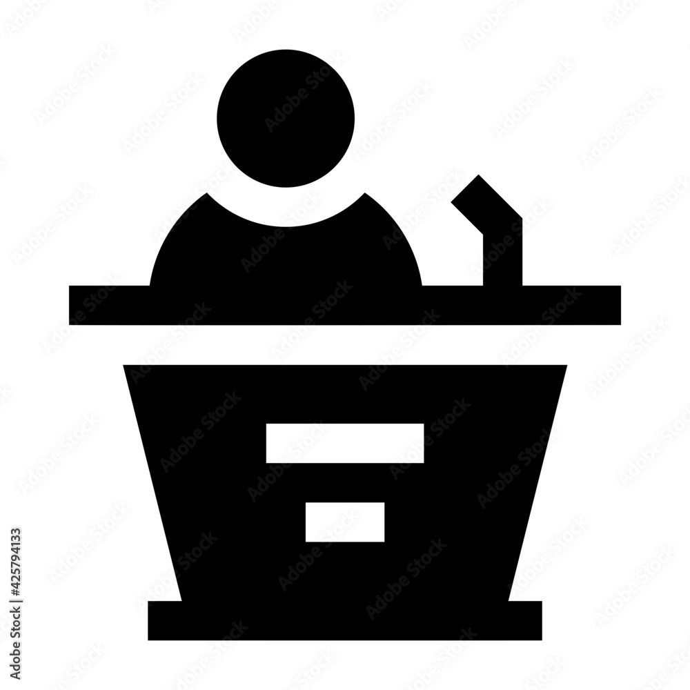 Person on a dais, linear icon of speech
Person on a dais, linear icon of speech
