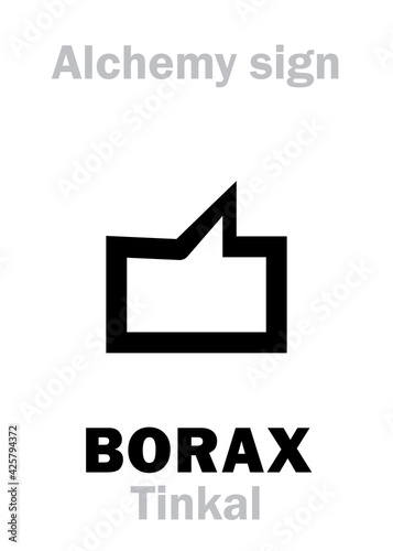 Alchemy Alphabet: BORAX, also: Tinkal. Sodium borate, Sodium tetraborate: Chemical formula=[Na₂B₄O₇•(n+2)H₂O]. photo