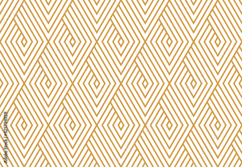 Abstract geometric pattern. A seamless vector background. White and gold ornament. Graphic modern pattern. Simple lattice graphic design