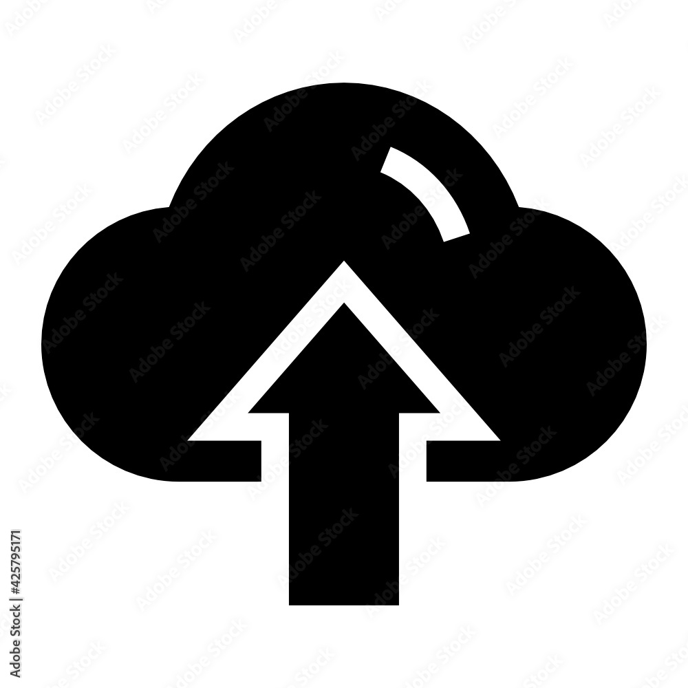 Upward arrow on cloud, concept of cloud upload icon.
Upward arrow on cloud, concept of cloud upload icon.