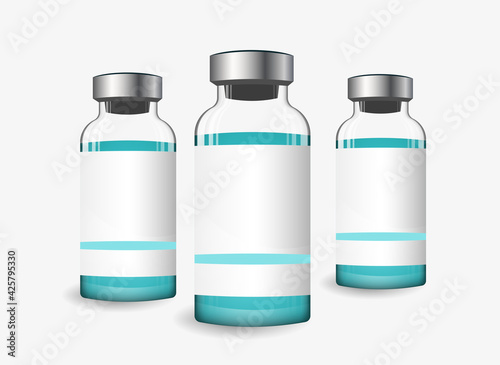 Realistic Vaccine ampoule mockup without text