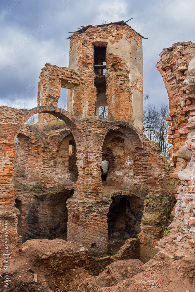 The ruins of Halshany (or Holszany) Castle, the residence of the Sapieha magnate family in Halshany. Hrodna Voblast, Belarus. Built in 17th century.