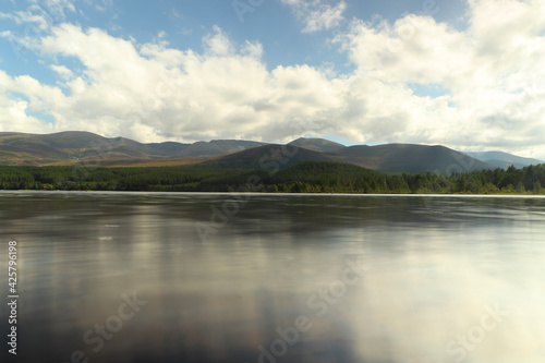 Fototapeta Naklejka Na Ścianę i Meble -  Playing around Loch Morlich in the sun
