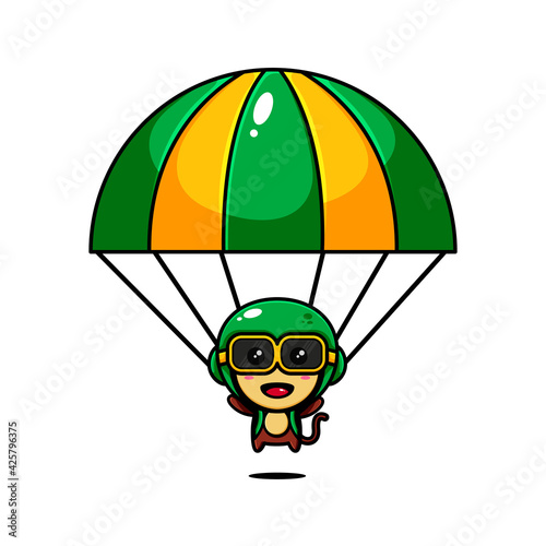 cute monkey character design themed playing a parachute