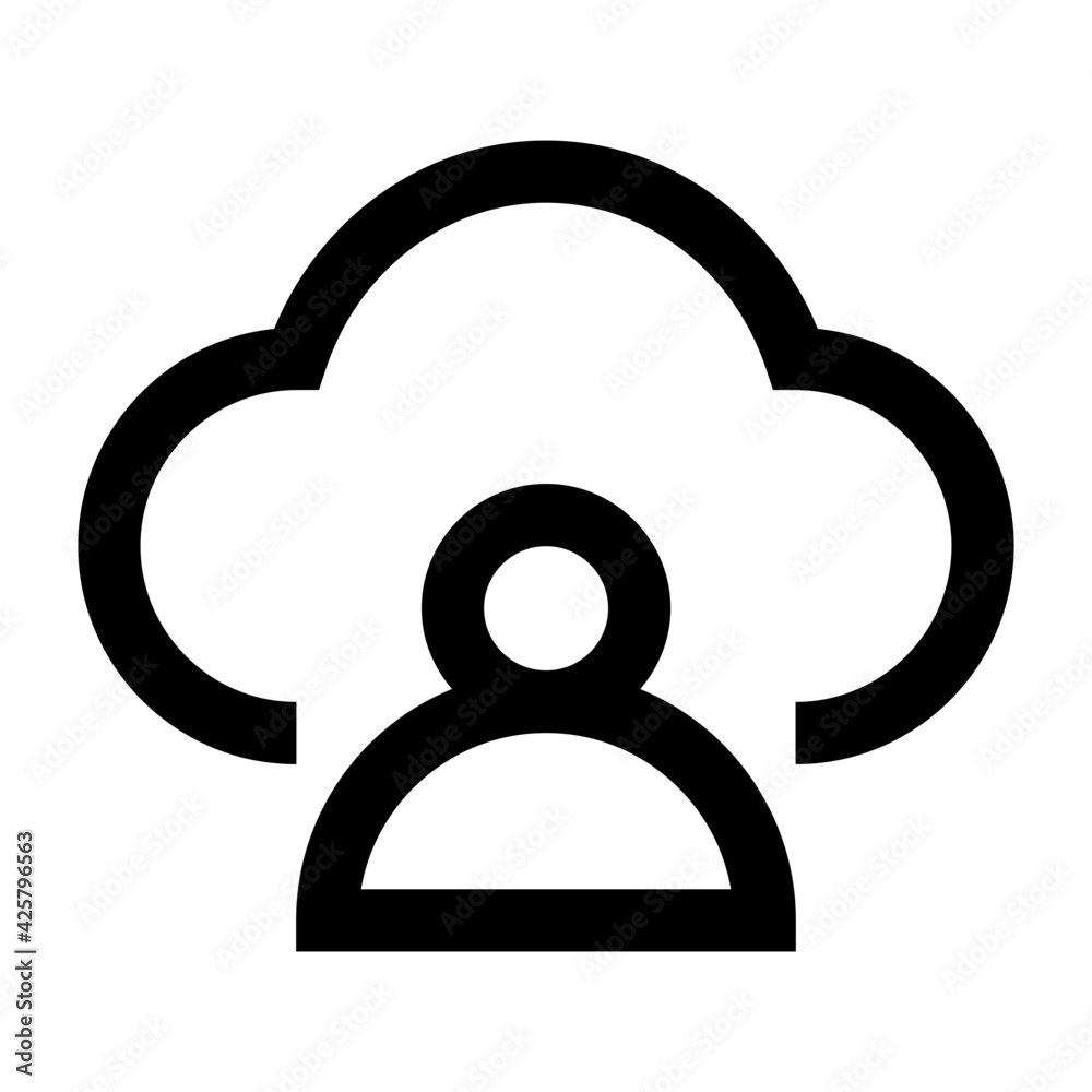 Cloud profile linear icon, human being with cloud
Cloud profile linear icon, human being with cloud