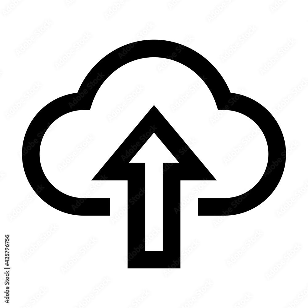 Upward arrow on cloud, concept of cloud upload icon.
Upward arrow on cloud, concept of cloud upload icon.