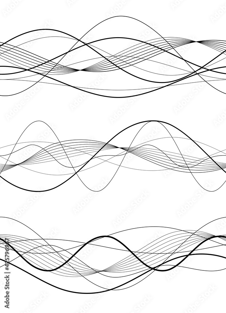 Fototapeta Design elements. Wave of many gray lines. Abstract wavy stripes on white background isolated. Creative line art. Vector illustration EPS 10. Colourful shiny waves with lines created using Blend Tool