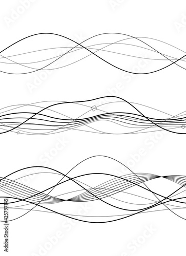 Design elements. Wave of many gray lines. Abstract wavy stripes on white background isolated. Creative line art. Vector illustration EPS 10. Colourful shiny waves with lines created using Blend Tool