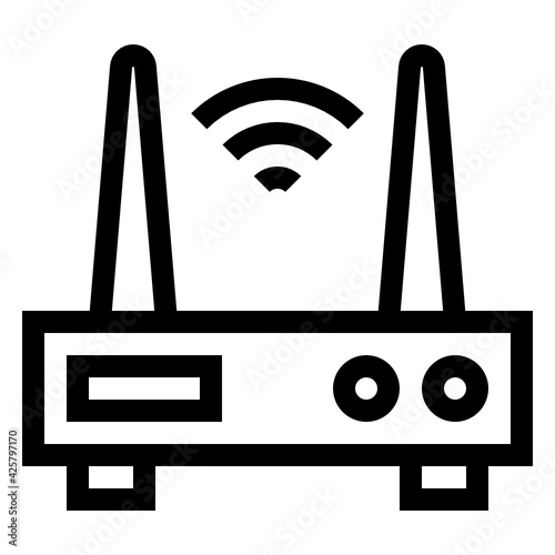 
Device with wifi signals  denoting linear icon of modem 

