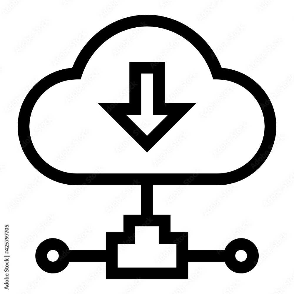 Obraz premium Grab cloud network download in linear vector