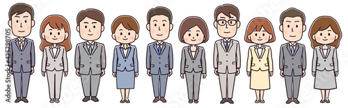 スーツ姿の男女の集団