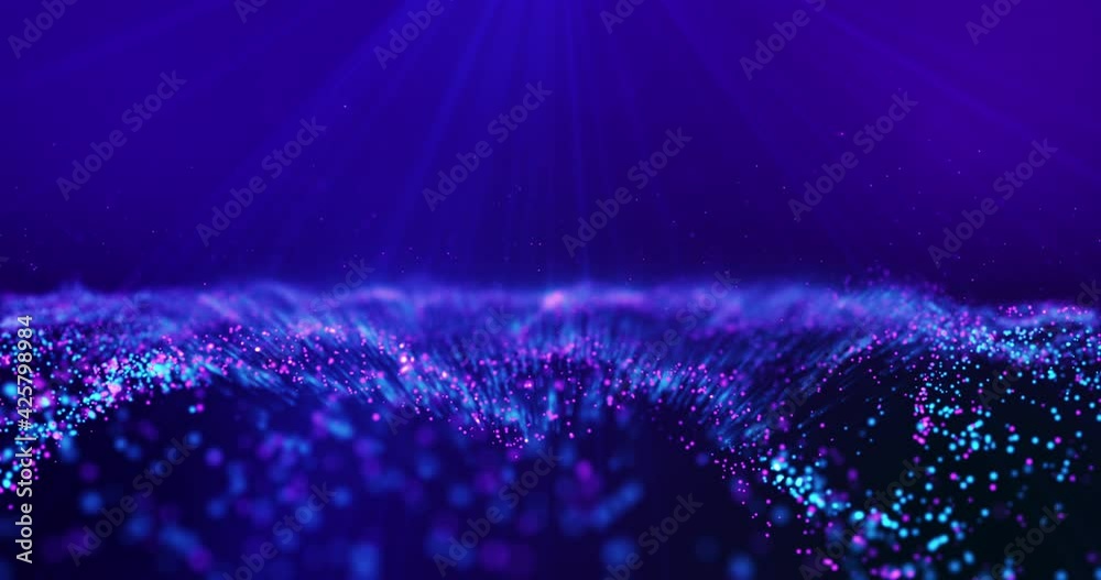 Abstract particles wave form shapes animation background