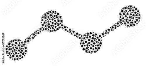 Vector chart covid mosaic icon done for doctor projects. Chart mosaic is shaped with little covid viral icons.