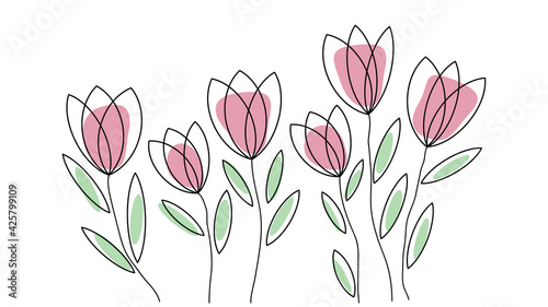 Magnolia flower  isolated on white background. Hand drawn vector illustration  sketch.