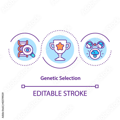 Genetic selection concept icon. Genetic variations idea thin line illustration. Adaptation development. Organisms evolution over generations. Vector isolated outline RGB color drawing. Editable stroke