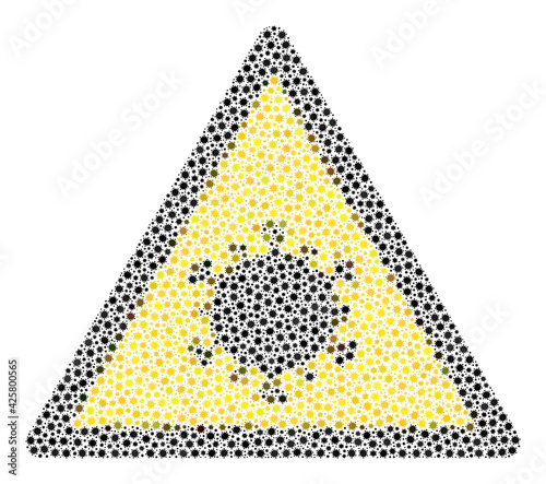 Vector coronavirus warning covid mosaic icon created for medicare illustrations. Coronavirus warning mosaic is created from tiny covid pathogen icons.