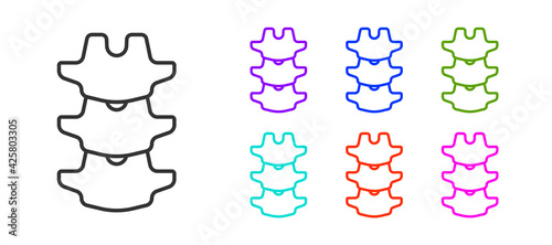 Black line Human spine icon isolated on white background. Set icons colorful. Vector