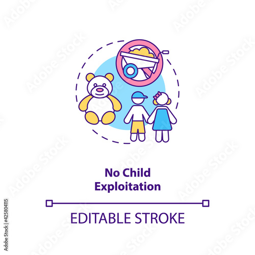 No child exploitation concept icon. Immigrant children abuse prevention. Migrant worker rights idea thin line illustration. Vector isolated outline RGB color drawing. Editable stroke
