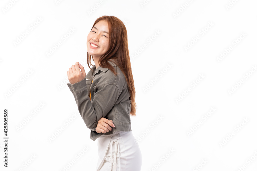 Asia woman in white background. Portrait of a cheerful pretty Asian girl student. Return to school concept. Confident college student. Young Asian teenage girl in studio. Asia woman in white background. Portrait of a cheerful pretty Asian girl student. Return to school concept. Confident college student. Young Asian teenage girl in studio.