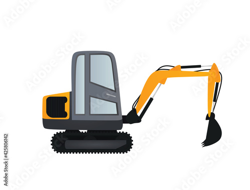 Small yellow excavator. vector illustration.