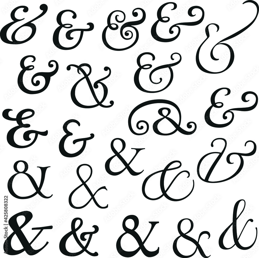 Collection with 22 Old Style Ornamental Ampersands
