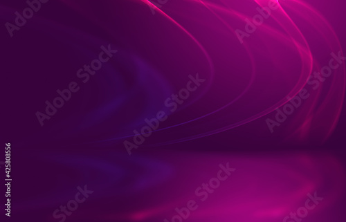 Ultraviolet abstract background. Empty stage show background. Futuristic blurred lines. 3d illustration