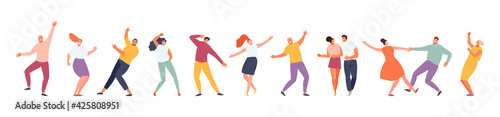 Dancing people isolated on a white background. Party and leisure, holiday and festival vector illustration