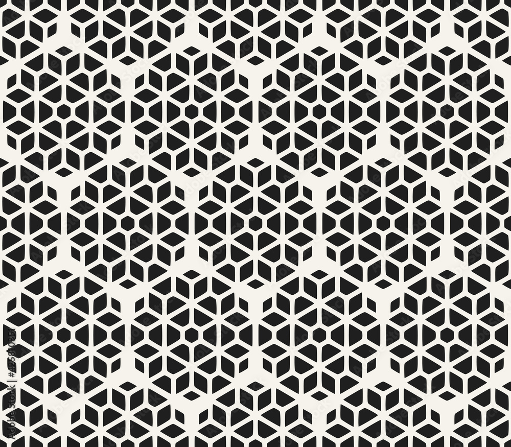 Vector seamless abstract pattern. Modern stylish striped lattice texture. Repeating geometric tiles with hexagonal elements.