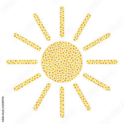 Vector sun coronavirus collage icon designed for medicare applications. Sun mosaic is created from little coronavirus pathogen items.